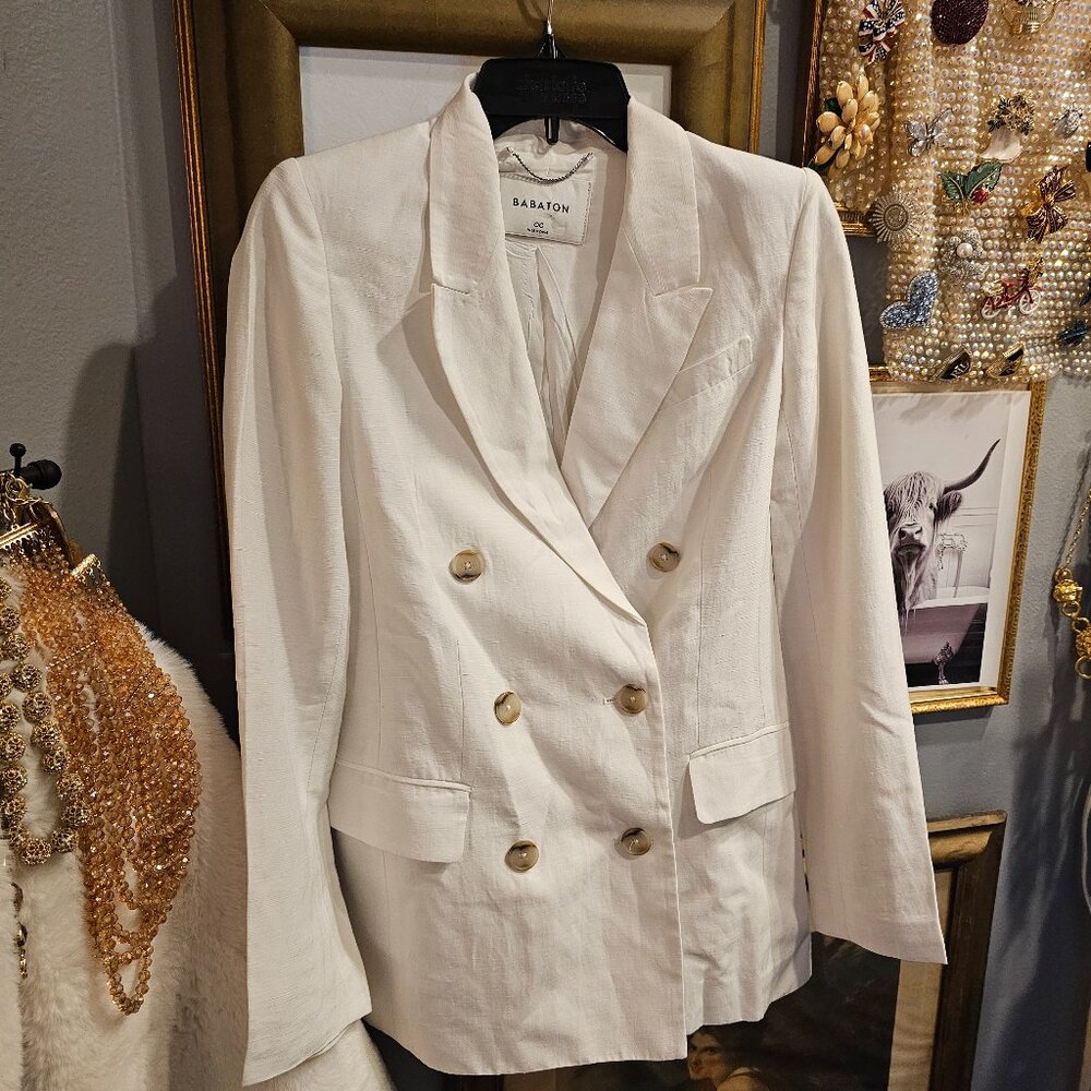 NWOT Aritzia Babaton Samuel Linen Double Breasted Blazer